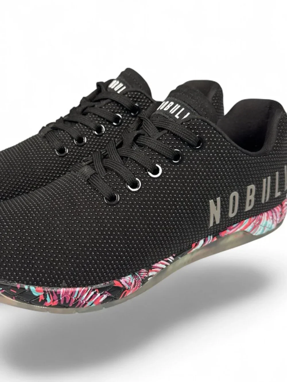 NOBULL Trainer Floral Outsole Sneakers Size M7 W8.5 Black Training Shoes